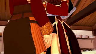 ���ुंदर केसांचा दोन समलिंगी संबंध ठेवणारी स्त्री स्त्री पुरुष समागम करण्यापूर्वी वापरून एक strapon.