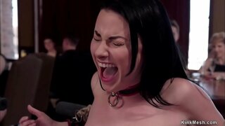 Baş köle Veruca James, köle stajyeri Sabrina Banks'ı hizmet sürtüğü için yönlendirir ve üst kattaki alem bdsm partisinde sert sikişir ve boyun eğerler